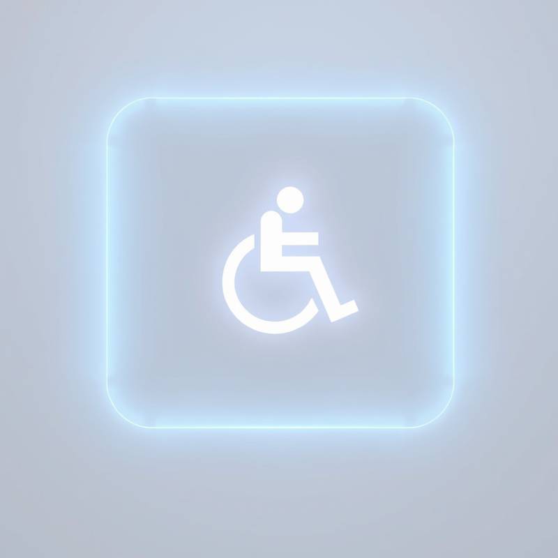 Accessibility symbol on a screen, representing inclusive design