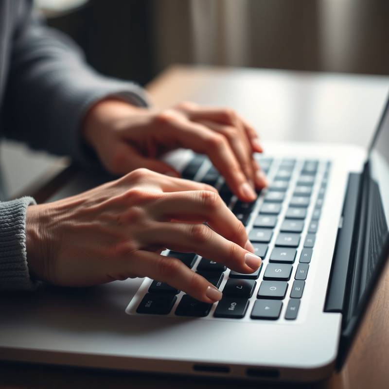 Hands typing on a laptop, symbolizing skills training