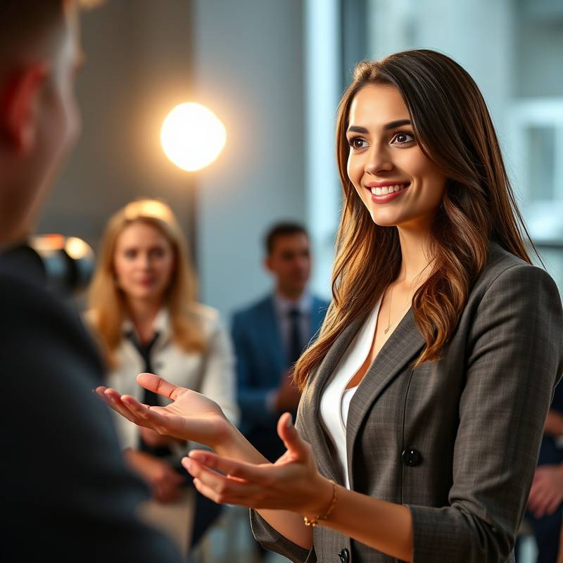 Person confidently giving a presentation, symbolizing interview success